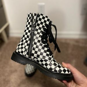 Dolls Kill Black and White Checkered Boots